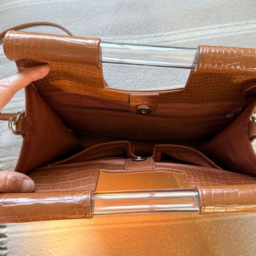 BEIS Crossbody Cognac Croc Bag - Picture 5 of 12